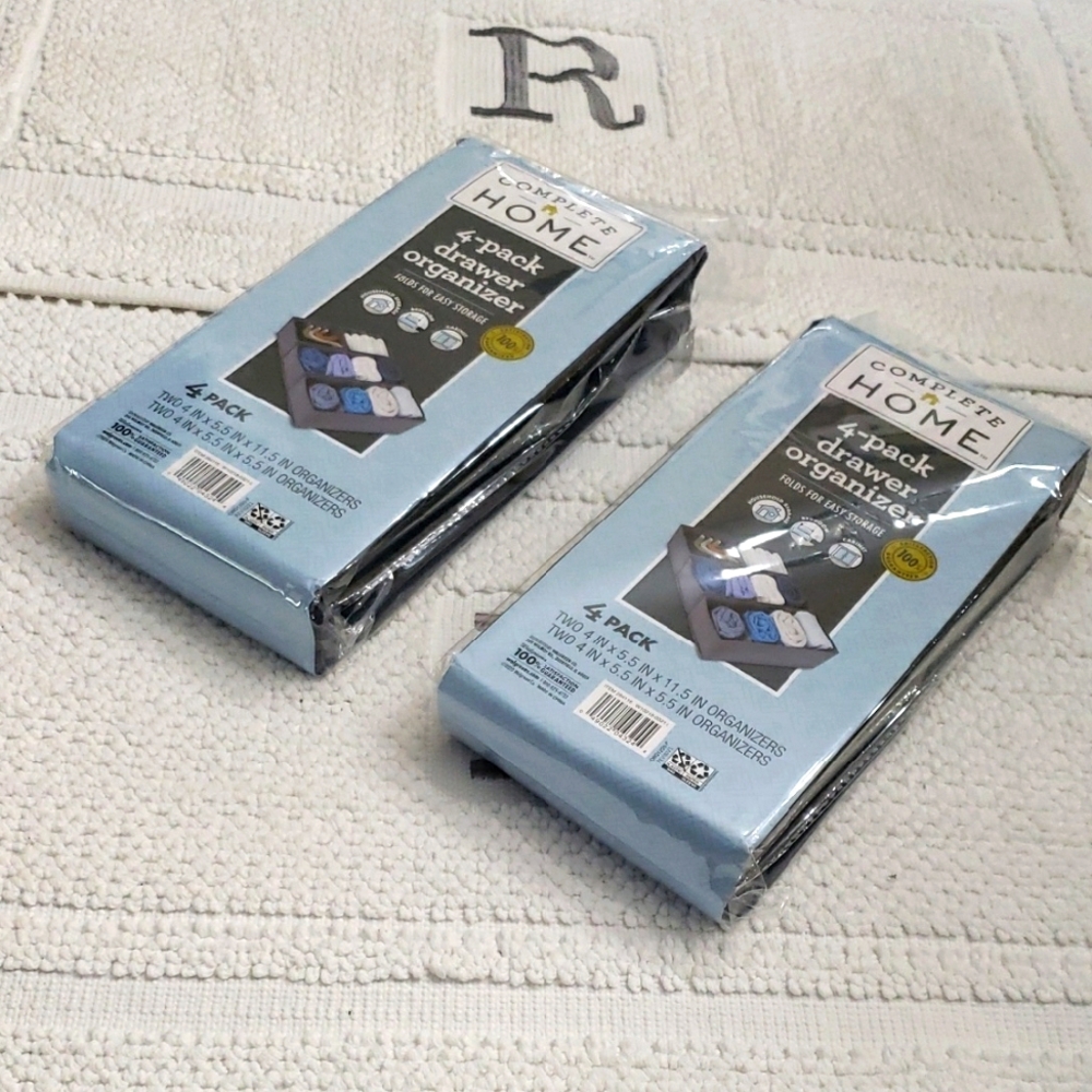 COMPLETE HOME 4-Pack Drawer Organizer Set of 2 Gray